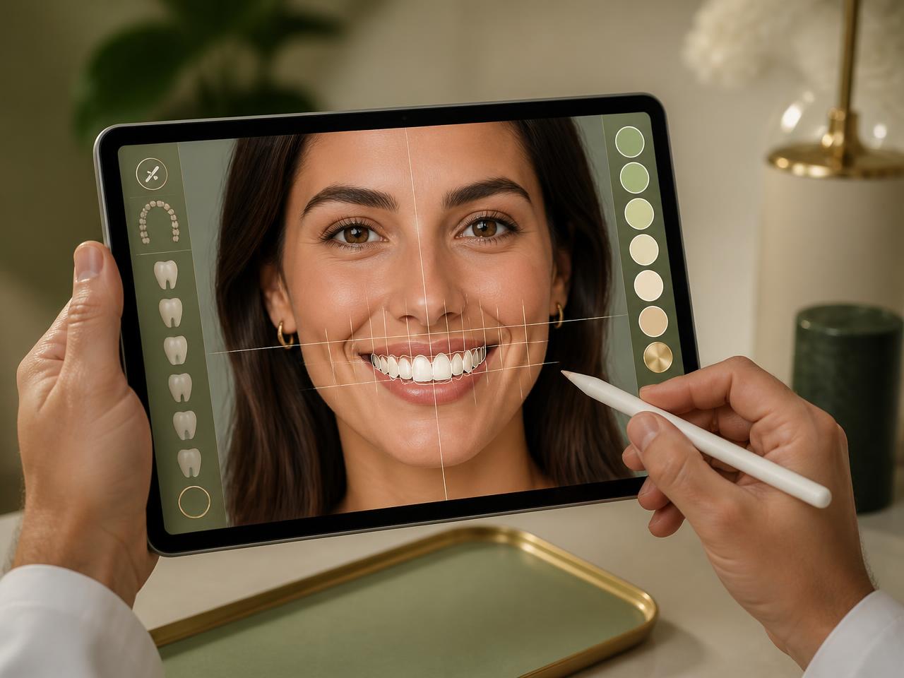 Diseño digital de sonrisa en tableta